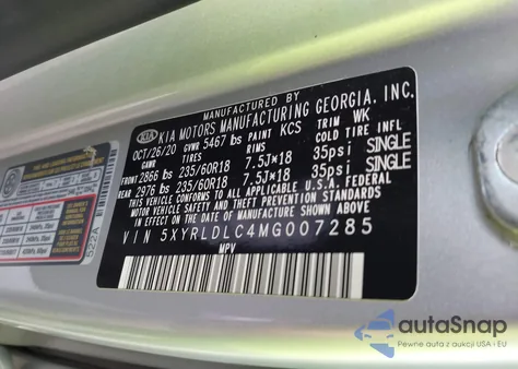 2021 Kia Sorento S from USA, damaged, VIN 5XYRLDLC4MG007285